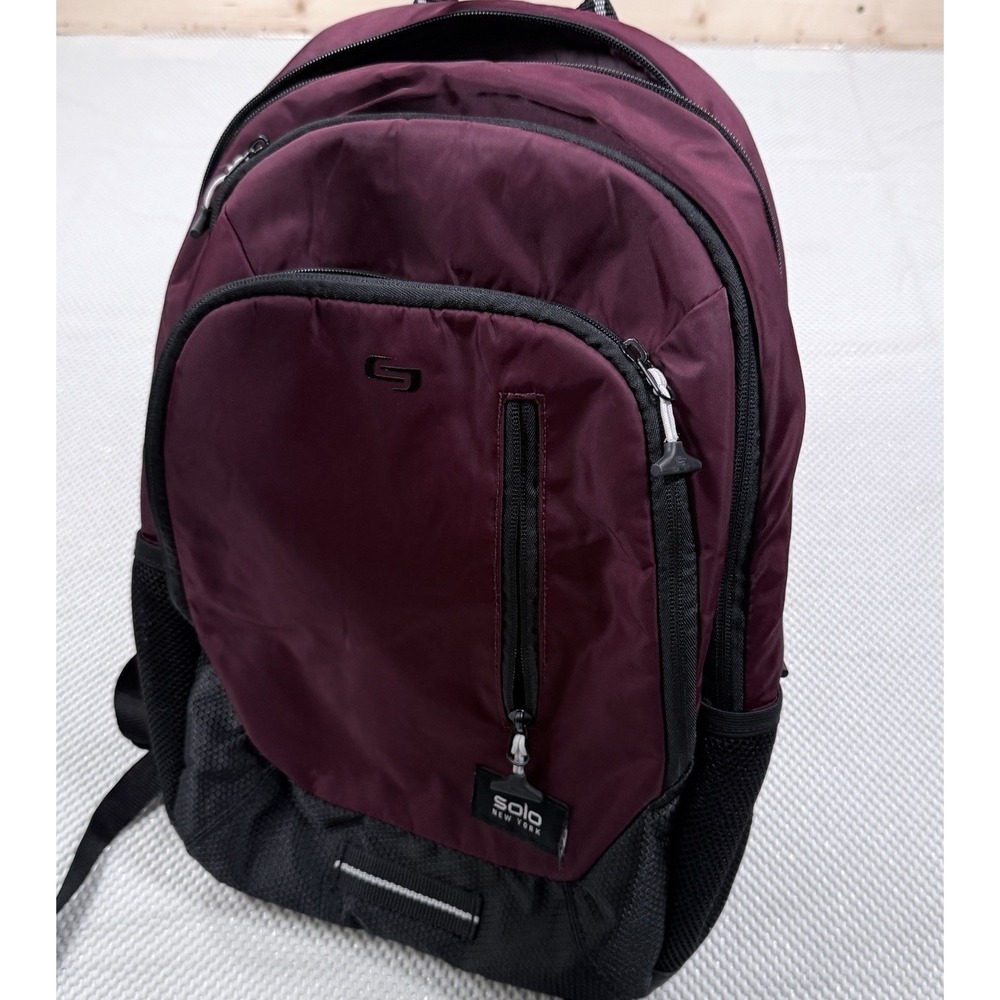 Solo New York Laptop Backpack Burgundy Black Travel School Book Bag Padded